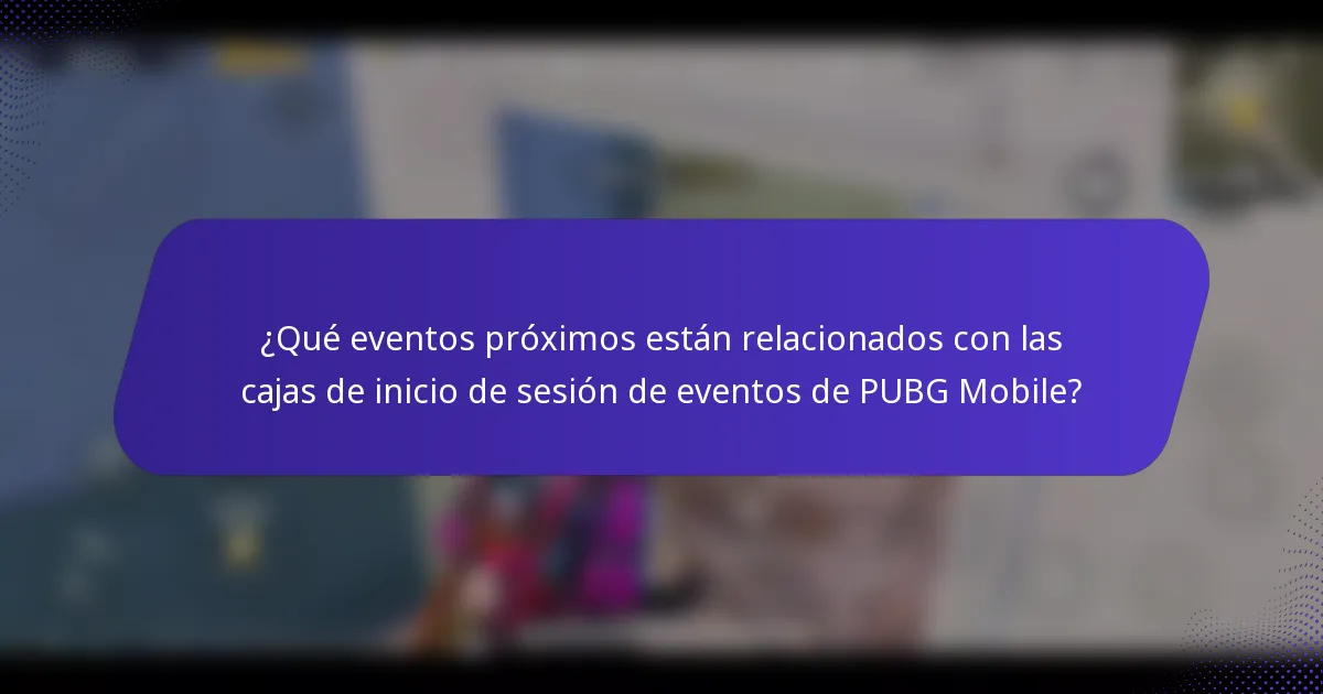 ¿Qué eventos próximos están relacionados con las cajas de inicio de sesión de eventos de PUBG Mobile?
